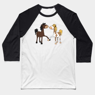 Best friends - two cute cartoon horses Baseball T-Shirt